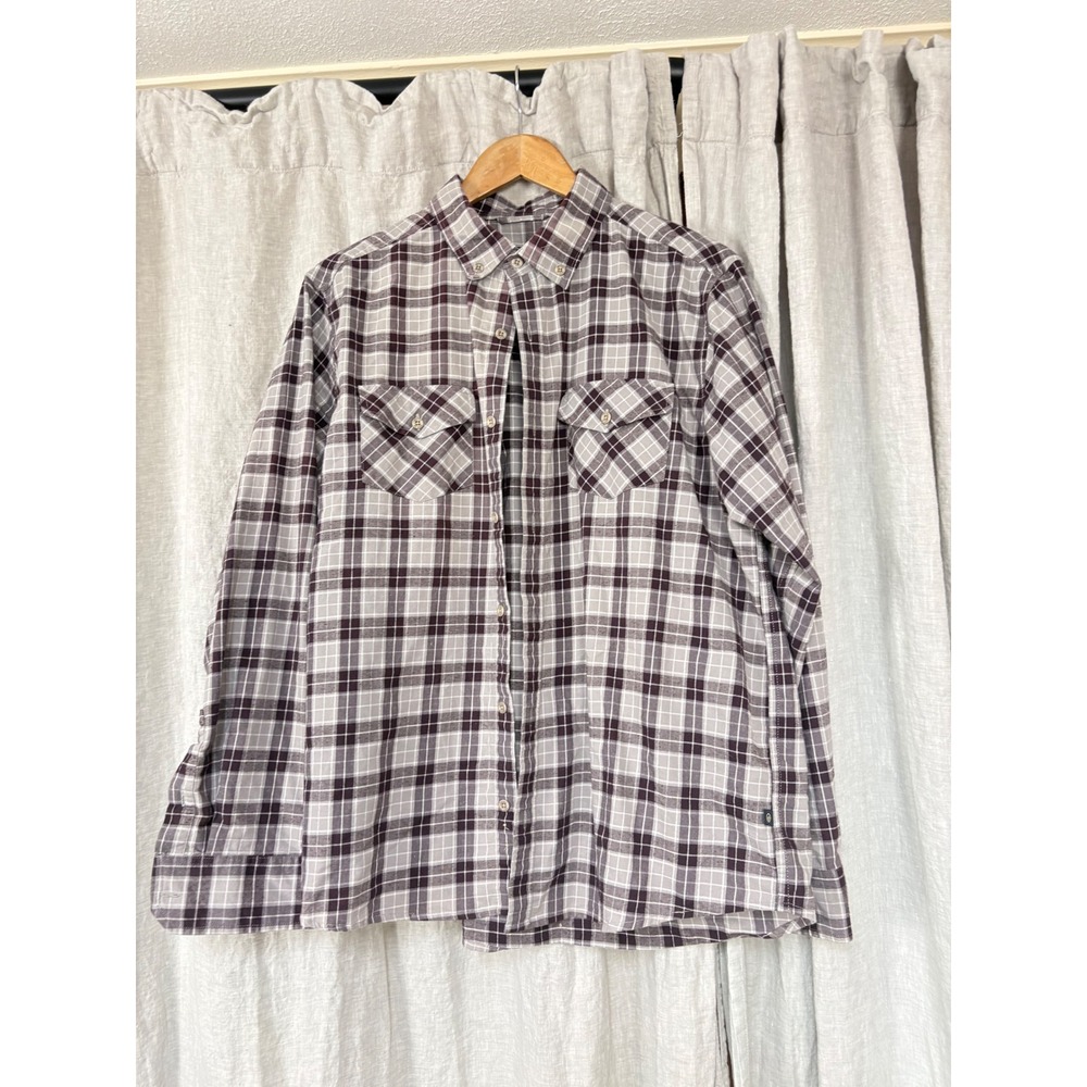 United By Blue Mens Plaid Flannel Button Down Shirt Purple Grey Large L